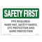 Signmission OSHA Sign, PPE Required, Hard Hat Shoes Eye, 18in X 12in Decal, 18" W, 12" H, Landscape OS-SF-D-1218-L-10693 - alternate 1